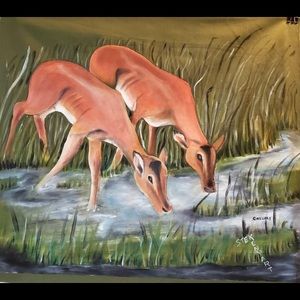 African print is hand painted on a cloth canvas